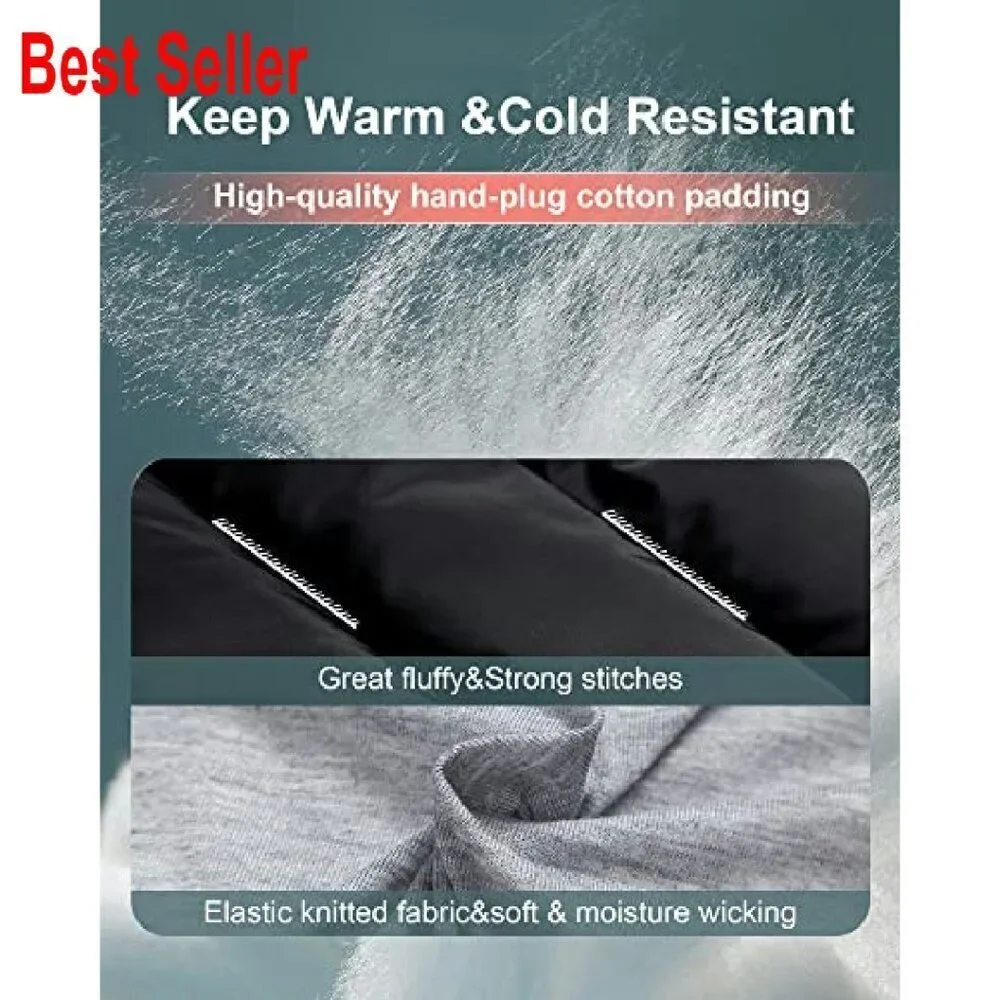 Men's Quilted Puffer Vest Removable Hood Windproof Waterproof Outdoor Winter